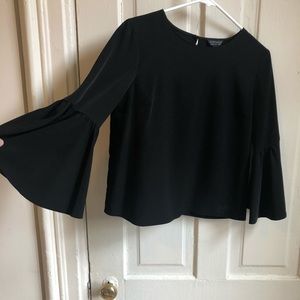 Topshop black blouse 3/4 length bell sleeves